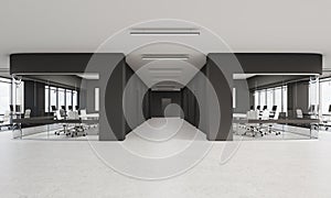 Two meeting rooms near corridor in office