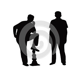 Two men body silhouette vector