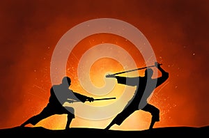 Two men demonstrating martial arts