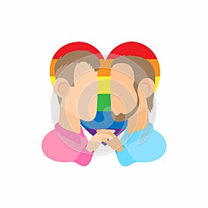 Two men gay icon, cartoon style