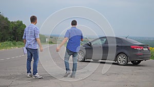 Two men make a deal. man seller driver makes car lifestyle the auto insurance slow motion video sale sells used cars