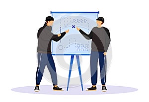 Two men planning criminal act flat color vector faceless character