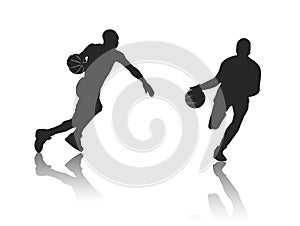 Two men playing basketball