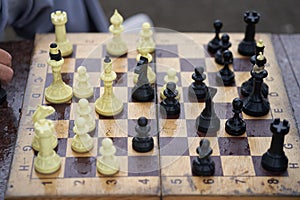 Two men are playing chess. Chess board game concept of business ideas and competition and strategic plan the meaning of