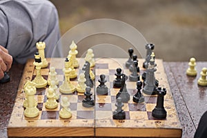 Two men are playing chess. Chess board game concept of business ideas and competition and strategic plan the meaning of