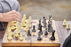 Two men are playing chess. Chess board game concept of business ideas and competition and strategic plan the meaning of