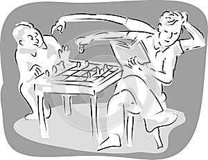 Two men playing chess game