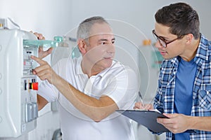 two men in production