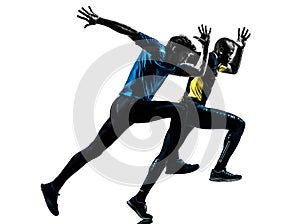 Two men racing runner sprinter silhouette photo