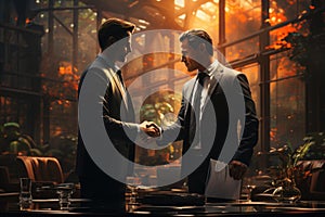 Two men shake hands. Business handshake