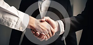 Two men shaking hands. Business deal concept. Generative AI