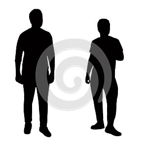 two men standing, body silhouette vector