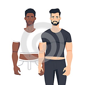 Two men standing confidently, one Caucasian beard, one African ethnicity, both wearing casual photo