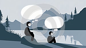 Two men talk amiably