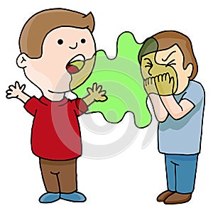 Two Men Talking Bad Foul Smelling Breath photo