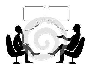 Two Men are talking with bubble. Vector drawing image.