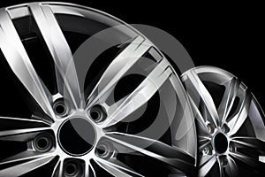 Two metal car rims isolated