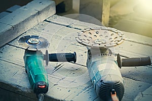 Two metal circular saw blade.