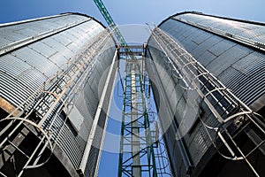 Two metal silo agriculure granary