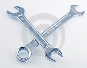 Two metal spanners