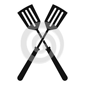 Two metal spatulas icon, simple style photo