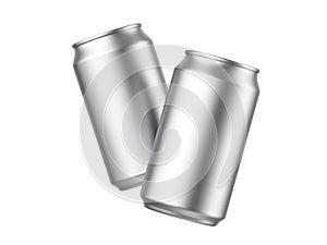 Two Metallic can mockup for beer, soda, juice, energy drink and sparkling water, packaging template for branding