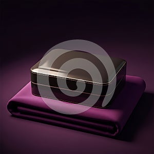 Two metallic objects on purple background