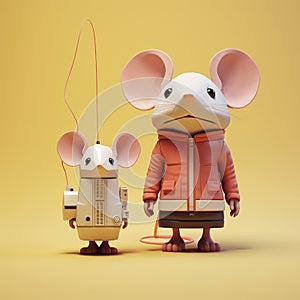 Minimalist 3d Toy Mouse And Tv Mouse: Modernism-inspired Portraiture photo