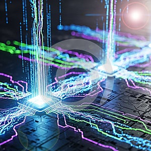 Two microchips are depicted on a