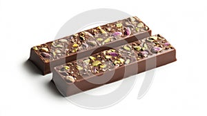 Two Milk Chocolate Bars Topped with Pistachios