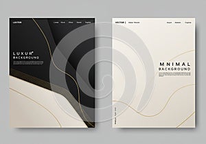 Two minimalist design templates are displayed. The left features a