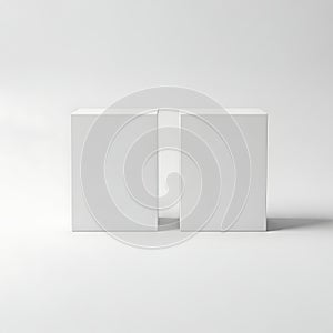 Two minimalist white rectangular boxes placed side by side on a neutral surface