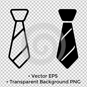 Minimalist icon, tie vector, black and white, outline and silhouette versions