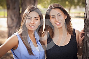 Two Mixed Race Twin Sisters Portrait