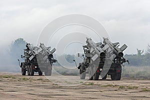 Two mobile antiaircraft missile complexes