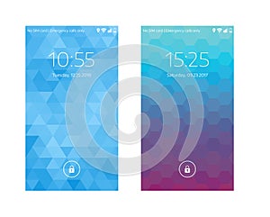 Two mobile wallpapers. Geometric background. Mobile interface. Vector illustration.