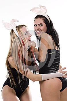 Two model with bunny ears