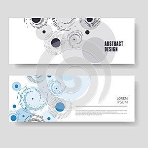 Two modern banner. Abstract modern technology background, futuristic twirl design. Lines and circle structure elements