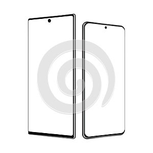 Two modern frameless mobile phones isolated