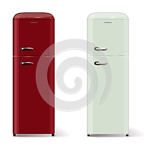 Two modern refrigerators in retro style