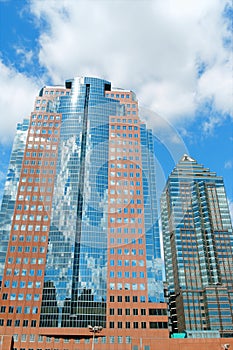 Two modern skyscrapers in Montreal, Canada