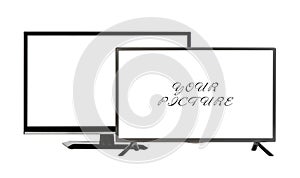 Two modern TV set isolated at white background