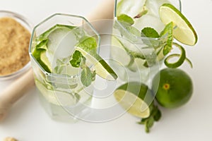 Two mojito cocktails