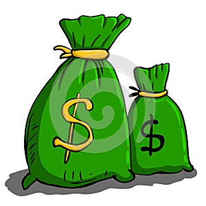 Two moneybags money bag simplistic illustration