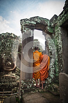 Two monks in Angkor Wat, Cambodia