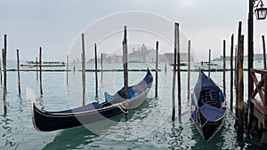 Two Moored Gondolas