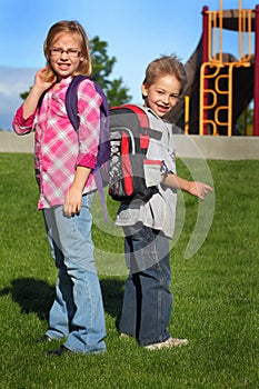 Two Morning School Kids