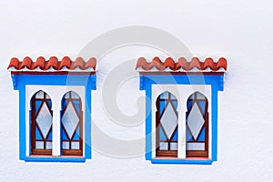 Two Moroccan style windows, Chefchaouen, Morocco