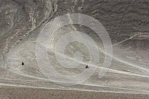 Two motorcycles on magnetic hill in Leh, ladakh, India, Asia photo