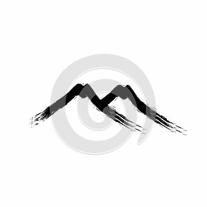 two mountain grudge paint brush ink art logo and icon